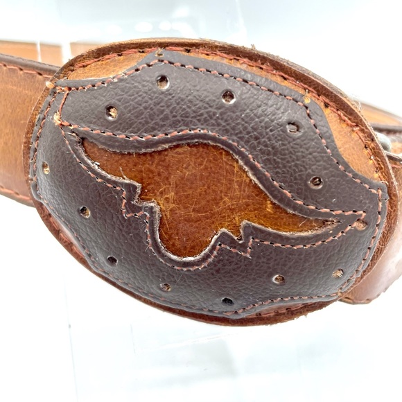 Joe Belts tooled leather steer head buckle #22E main image 4